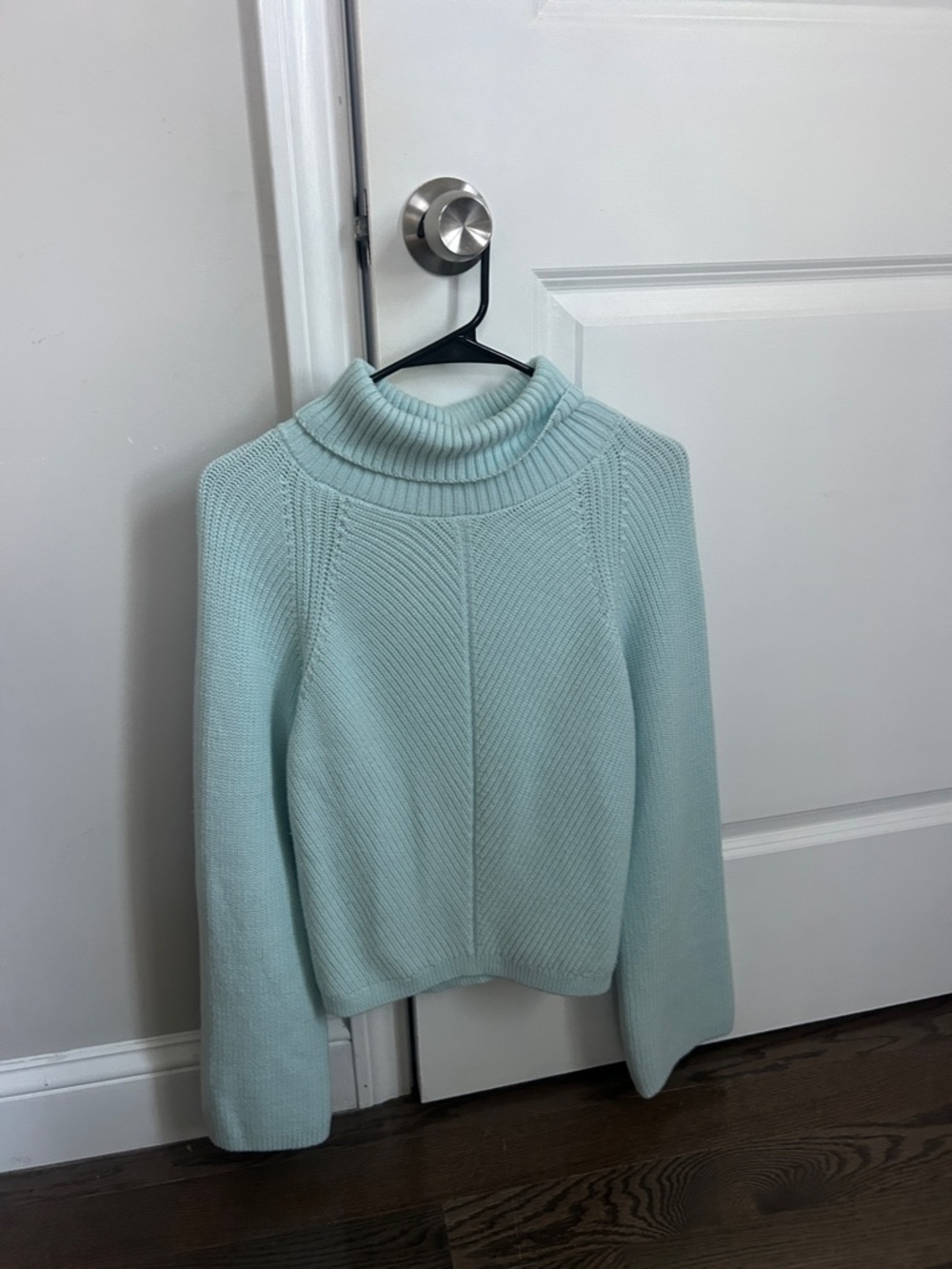 Anthropologie Mint Blue Ribbed Turtleneck Sweater
